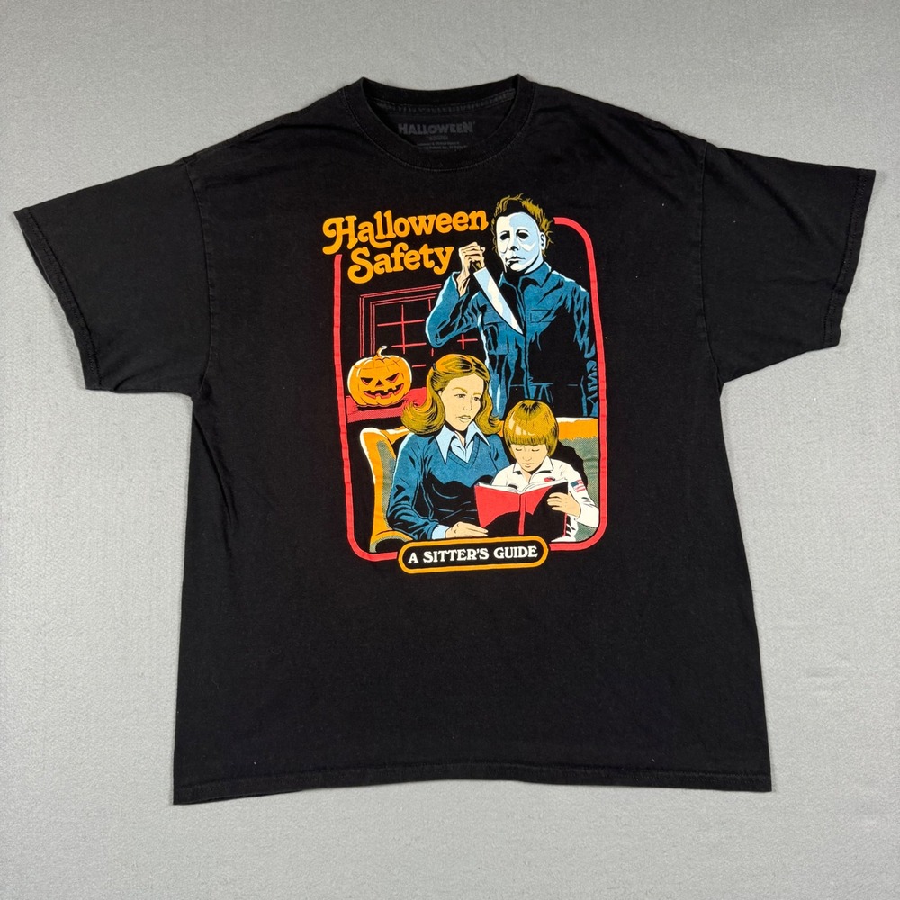 Halloween Michael Myers T-Shirt Mens XL Black Graphic Horror Sitter's Guide Tee